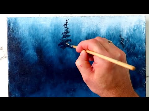 How to Paint a Forest by the Lake | Calm Landscape Art | Acrylic Techniques